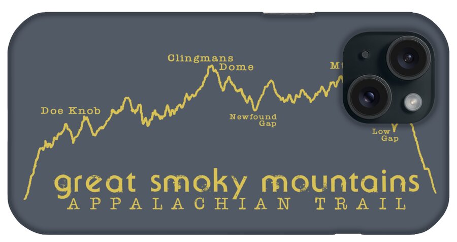 Appalachian Trail Tshirt iPhone Case featuring the digital art AT Elevation Profile GSM Mustard by Heather Applegate