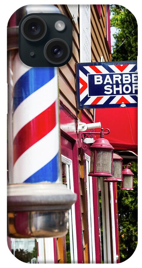 The Barber Shop iPhone Case featuring the photograph At The Barber Shop by Karol Livote