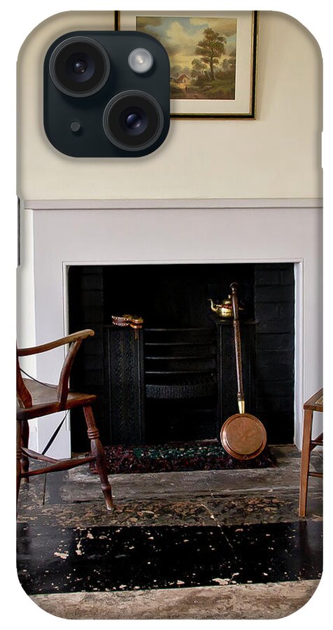 Fireplace iPhone Case featuring the photograph At the cold fireplace. by Elena Perelman