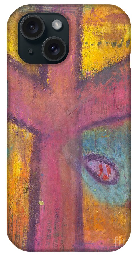 Cross iPhone Case featuring the mixed media At the Cross by Angela L Walker