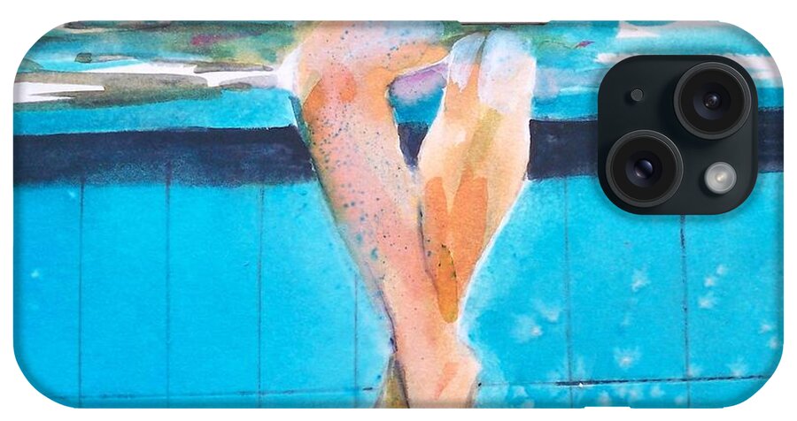 Water Outdoors People Travel Holidays Seascape iPhone Case featuring the painting At The Pool by Ed Heaton
