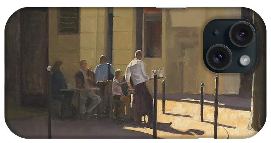 Cafe iPhone Case featuring the painting At the Street Cafe by Tate Hamilton