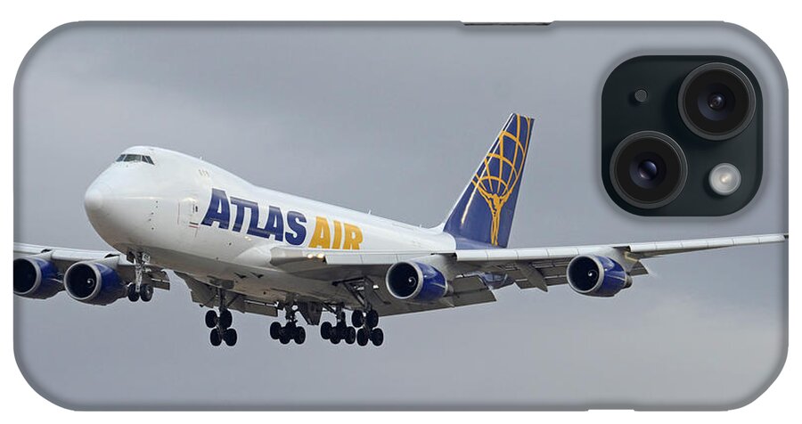 Airplane iPhone Case featuring the photograph Atlas Air Boeing 747-47UF N415MC Phoenix Sky Harbor December 23 2015 by Brian Lockett