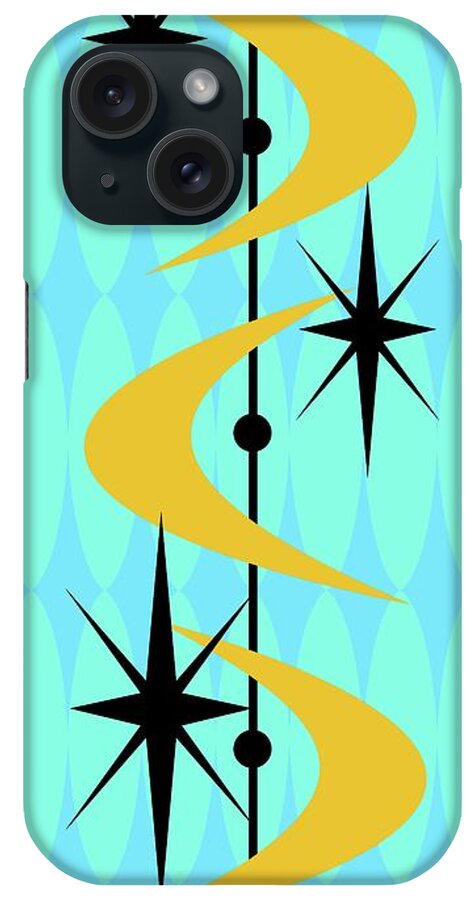  iPhone Case featuring the digital art Atomic Boomerangs in Gold by Donna Mibus