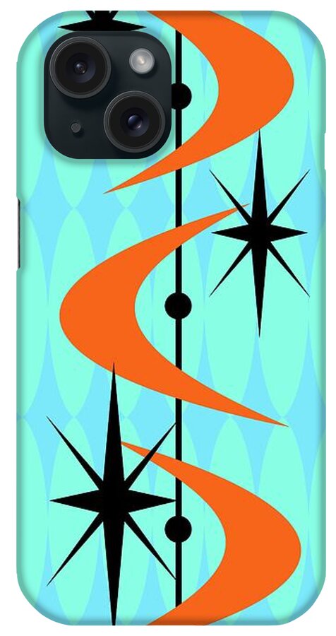  iPhone Case featuring the digital art Atomic Boomerangs in Orange by Donna Mibus