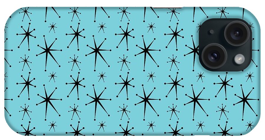  iPhone Case featuring the digital art Atomic Starburst in Turquoise by Donna Mibus