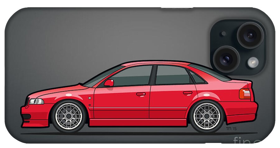 Car iPhone Case featuring the digital art Audi A4 Quattro B5 Type 8d Sedan Laser Red by Tom Mayer II Monkey Crisis On Mars