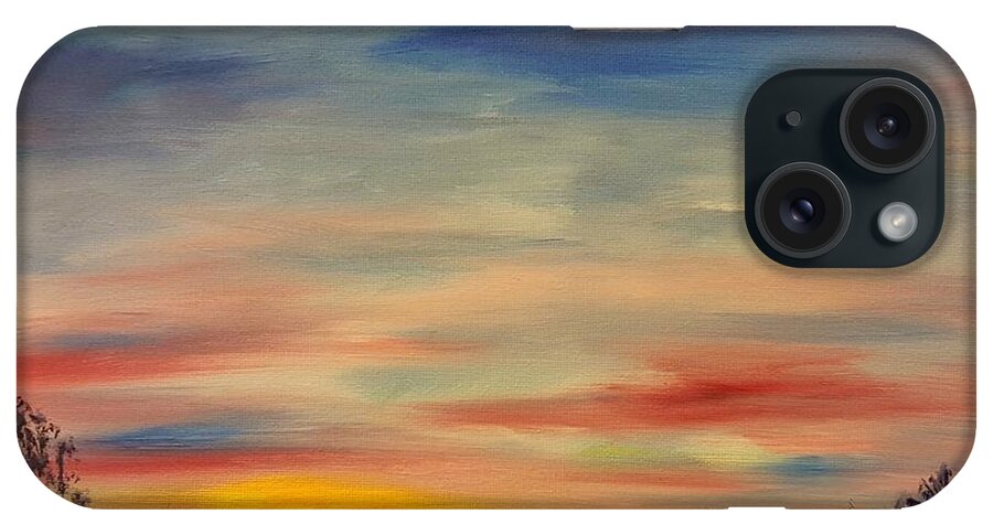 Augusts Sunset iPhone Case featuring the painting August Sunset in SW Montana by Cheryl Nancy Ann Gordon