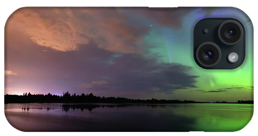 Aurora Borealis iPhone Case featuring the photograph Aurora and Storm Clouds by Dan Jurak