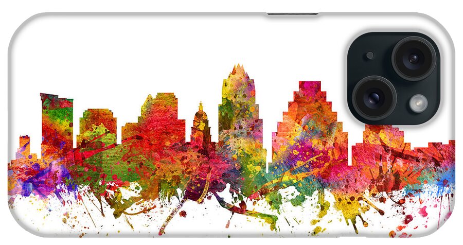 Austin iPhone Case featuring the painting Austin Cityscape 08 by Aged Pixel