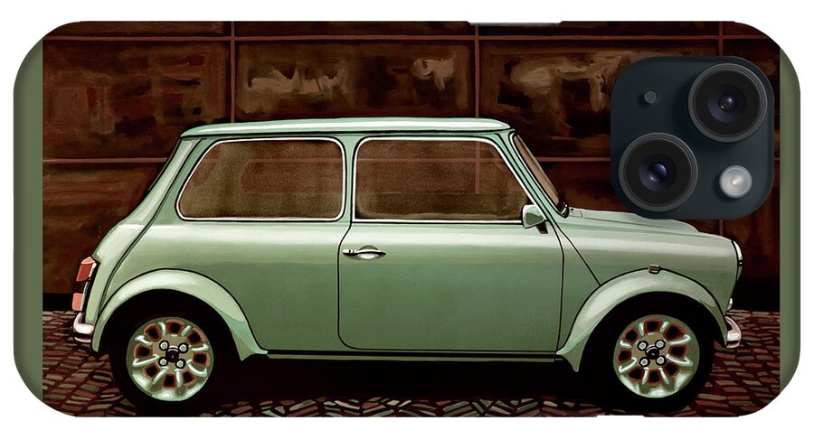 Mini Cooper iPhone Case featuring the painting Austin Mini Cooper Mixed Media by Paul Meijering