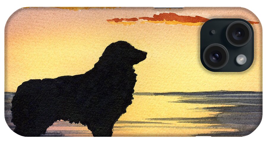 Australian Shepherd iPhone Case featuring the painting Australian Shepherd Sunset by David Rogers