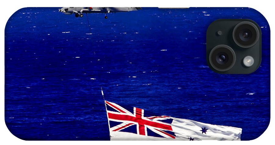 Australian White Ensign iPhone Case featuring the photograph Australian White Ensign Over Sydney Harbour by Miroslava Jurcik