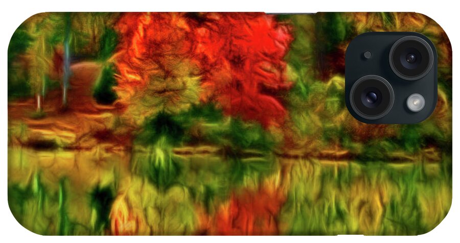 Artistic iPhone Case featuring the photograph Autumn at the Lake-Artistic by Don Johnson