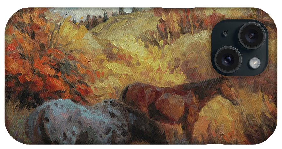 Horse iPhone Case featuring the painting Autumn Browsing by Steve Henderson