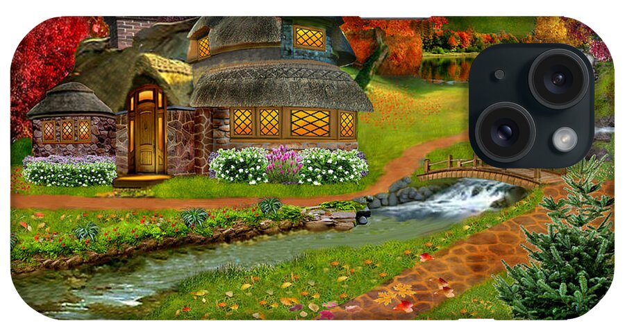 Autumn iPhone Case featuring the digital art Autumn Country Cottage by Glenn Holbrook