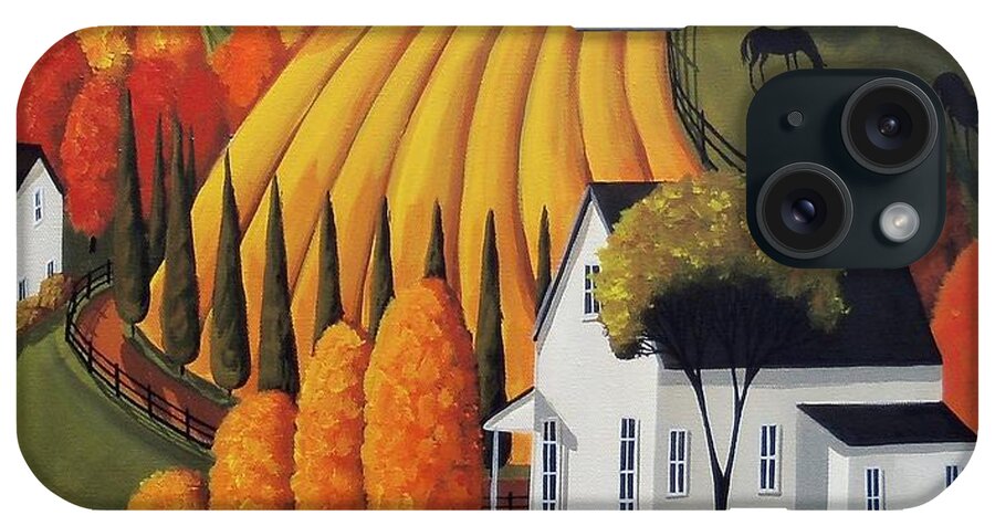 Landscape iPhone Case featuring the painting Autumn Glory - country modern landscape by Debbie Criswell