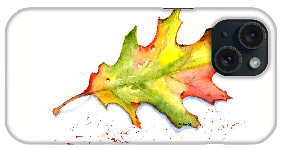 Oak iPhone Case featuring the painting Autumn Oak Leaf Watercolor by Carlin Blahnik CarlinArtWatercolor