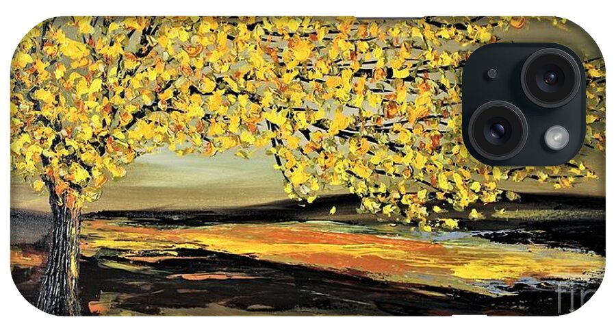 Contemporary Paintings iPhone Case featuring the painting Autumn by Preethi Mathialagan