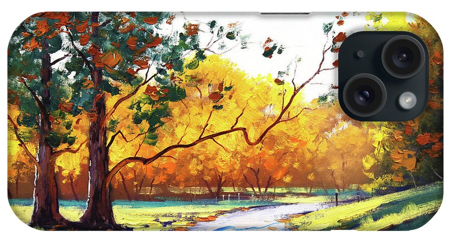 Nature iPhone Case featuring the painting Autumn road Mt Wilson by Graham Gercken