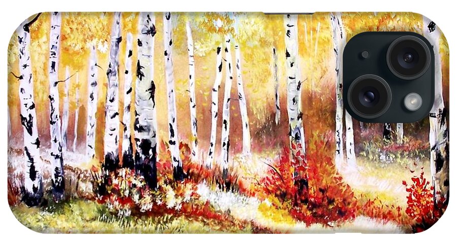 Aspen iPhone Case featuring the painting Autumns Gold by Leslie Allen