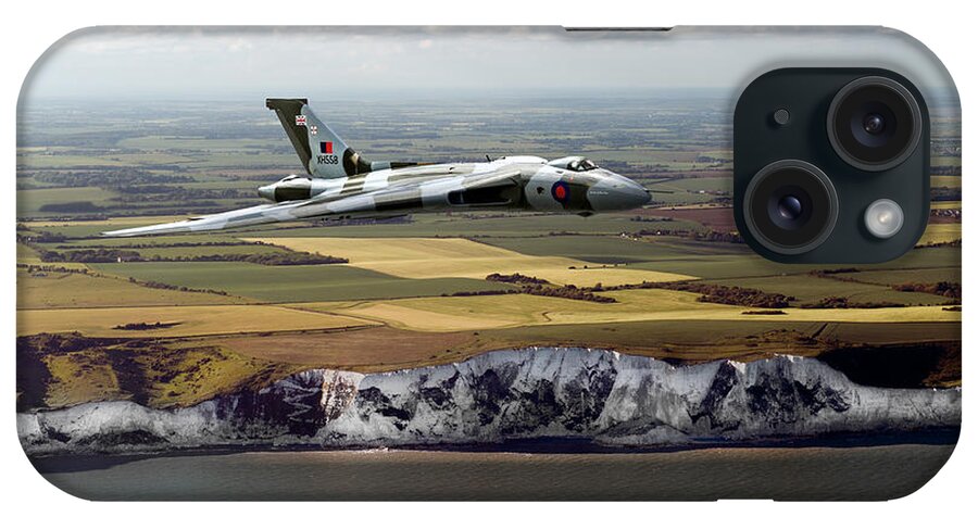 Avro Vulcan iPhone Case featuring the photograph Avro Vulcan over the white cliffs of Dover by Gary Eason