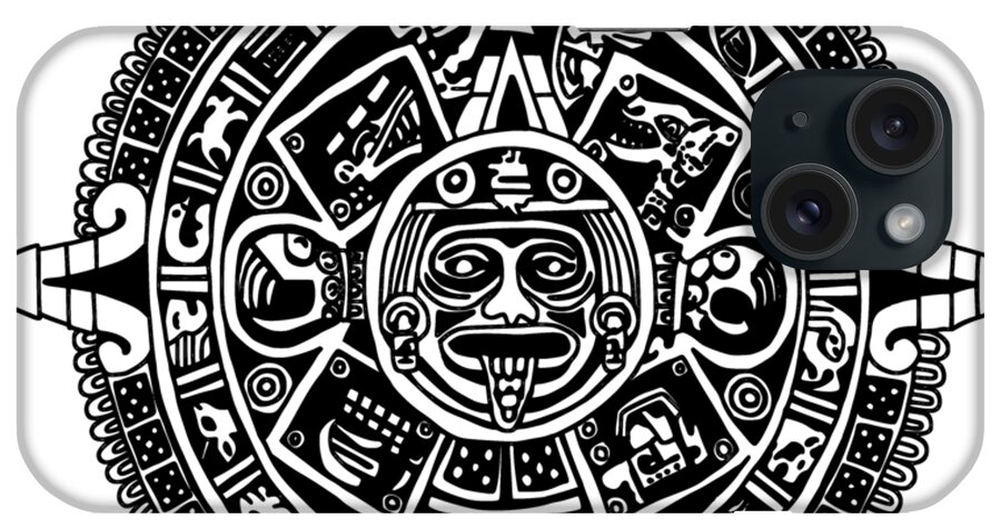 Aztec iPhone Case featuring the digital art Aztecs Calendar by Piotr Dulski