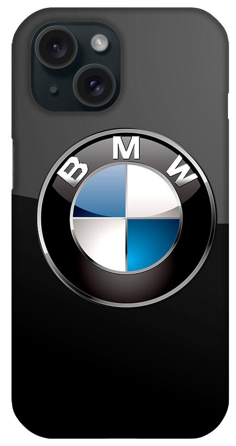�wheels Of Fortune� Collection By Serge Averbukh iPhone Case featuring the photograph B M W 3 D Badge on Black by Serge Averbukh