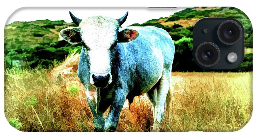 Cattle iPhone Case featuring the painting Baby Blue by Eva Sawyer
