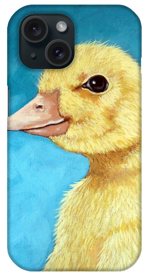 Duck iPhone Case featuring the painting Baby Duck - spring duckling by Linda Apple