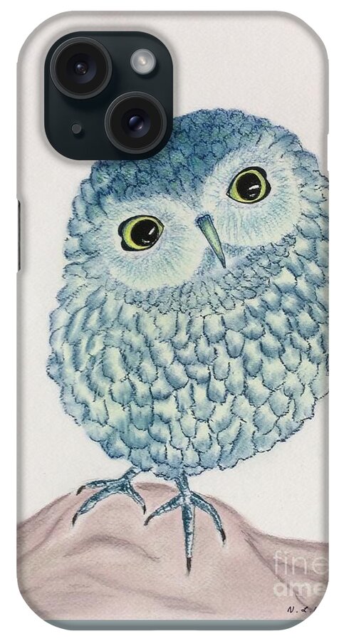 Owl iPhone Case featuring the pastel Baby owl by Natalia Wallwork