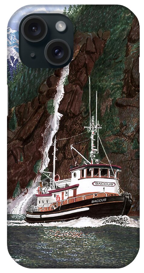 A 60 Foot Tugboat Converted To A Bunk & Breakfast iPhone Case featuring the painting BACCUS Yacht Tug by Jack Pumphrey