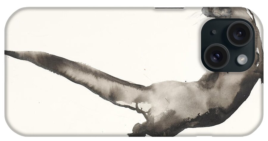 Otter iPhone Case featuring the painting Back Awash  Otter by Mark Adlington