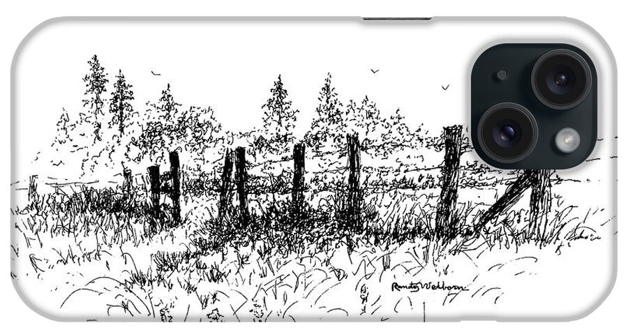 Fence iPhone Case featuring the drawing Backlit Fence by Randy Welborn