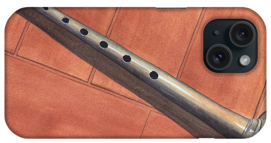 Bag iPhone Case featuring the painting Bagpipe Chanter by Ken Powers