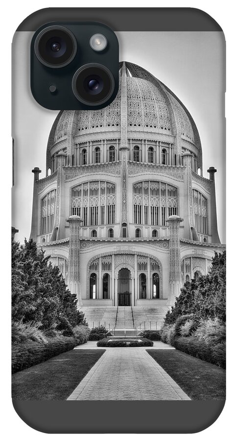 Baha'i Temple iPhone Case featuring the photograph Baha'i Temple - Wilmette - Illinois - Vertical Black and White by Photography By Sai