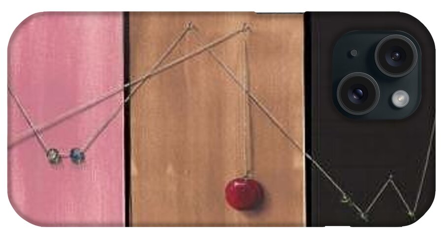 Marbles Hanging By String/tape/nails iPhone Case featuring the painting Balanced Temptation by Roger Calle