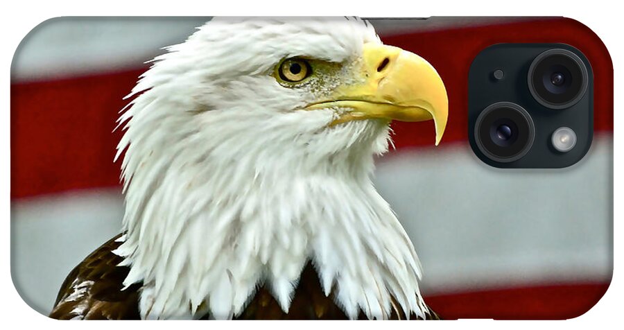 Bald Eagle iPhone Case featuring the photograph Bald Eagle and Old Glory by Don Mercer