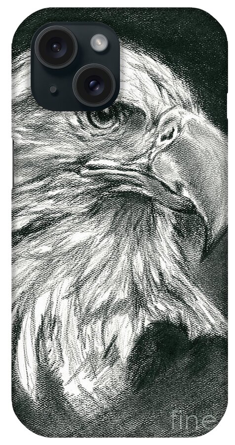 Bird iPhone Case featuring the drawing Bald Eagle Intensity by MM Anderson