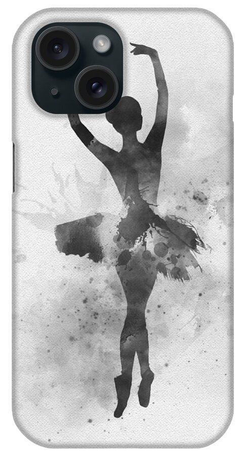Ballerina iPhone Case featuring the mixed media Ballerina 2 Black and White by My Inspiration