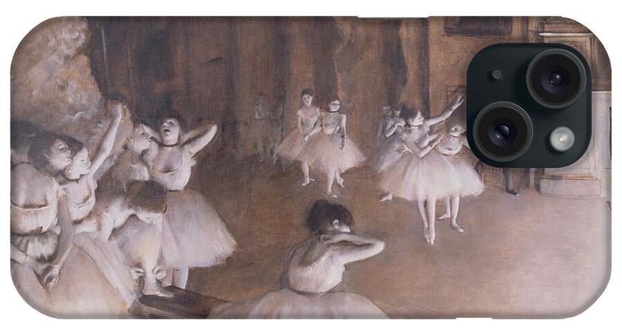 Ballet Rehearsal On The Stage iPhone Case featuring the painting Ballet Rehearsal on the Stage by Edgar Degas