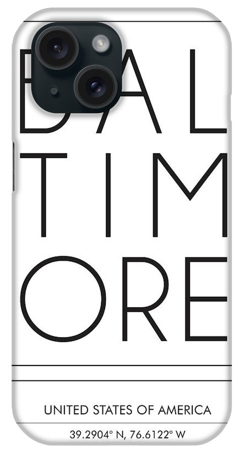 Baltimore iPhone Case featuring the mixed media Baltimore, United States of America - City Name Typography - Minimalist City Posters by Studio Grafiikka