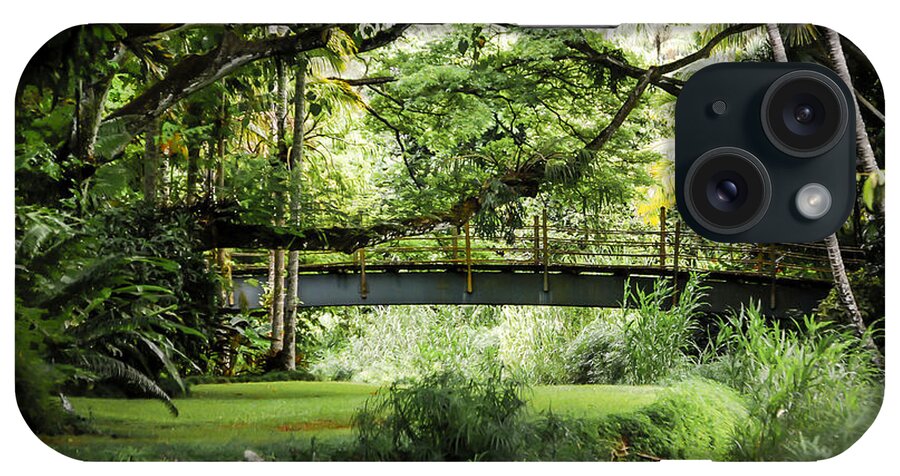 Tropical iPhone Case featuring the photograph Bamboo Bridge in Forest by Debbie Karnes