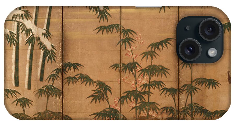 Bamboo In The Four Seasons iPhone Case featuring the painting Bamboo in the Four Seasons by Eastern Accents