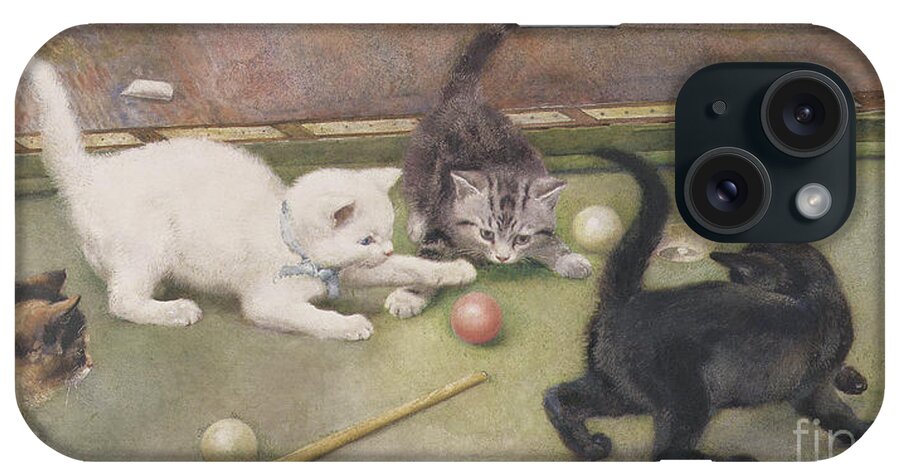 Kitten iPhone Case featuring the painting Bar Billiards by Rosa Jameson