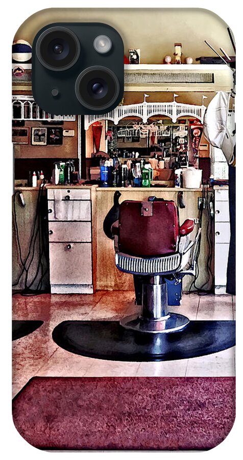 Hair Stylist iPhone Case featuring the photograph Barbershop With Coat Rack by Susan Savad