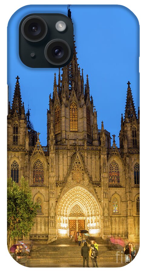2017 iPhone Case featuring the photograph Barcelona Cathedral at night by Andrew Michael