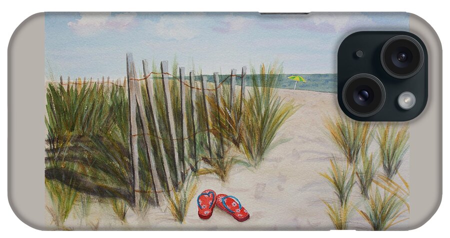 Flip-flops iPhone Case featuring the painting Barefoot on the Beach by Jill Ciccone Pike