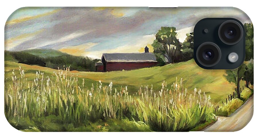 Oil Painting iPhone Case featuring the painting Barn On The Ridge by Nancy Griswold