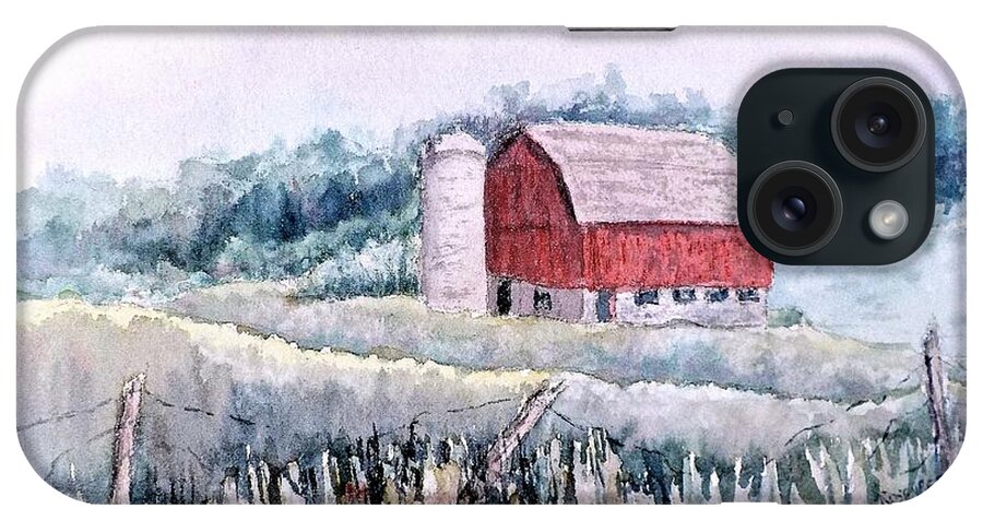 Watercolor iPhone Case featuring the painting Barn on Weinman Road by Carolyn Rosenberger